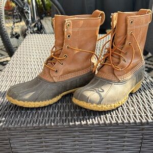 L.L. Bean Brown and Tan Kids Rain Boots